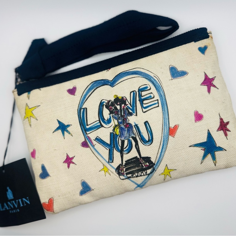 Lanvin Multicolor 'Love You' Canvas Pouch 100th Anniversary limited edition